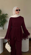 Zeena chiffon set برغندي