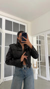 Black High Neck Leather Jacket