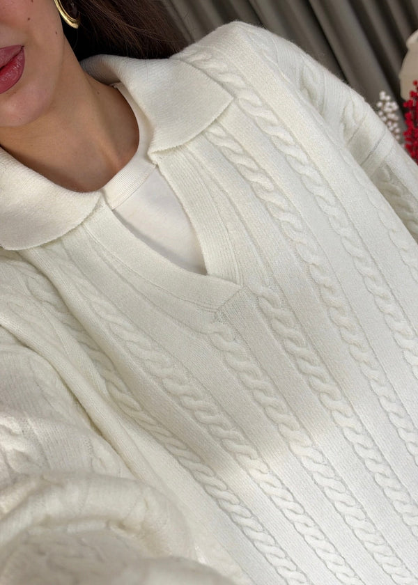 Cable Knit Collar Sweater