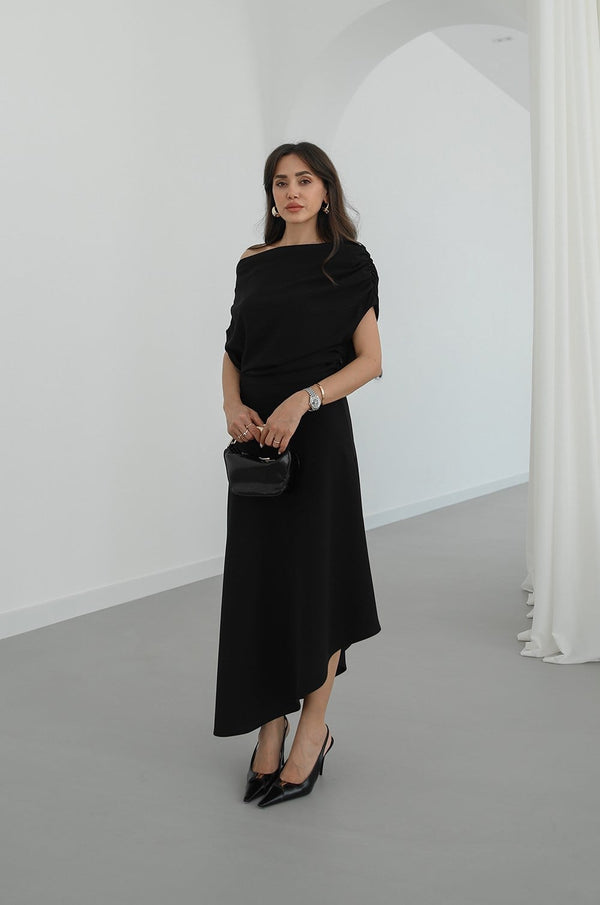 فستان كلاسيكي انيق off shoulder