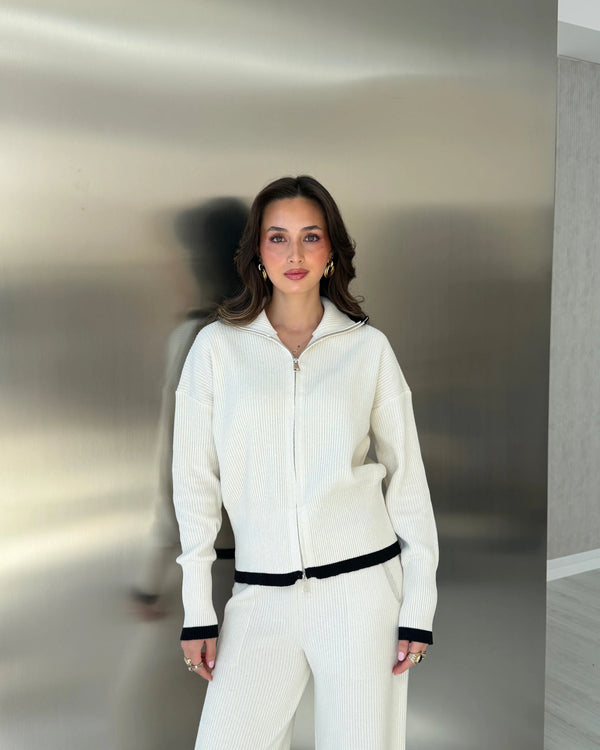 Contrast Trim Knit Set