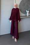 Zeena chiffon set برغندي
