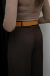 بنطلون بني Classic Pleated Elegance