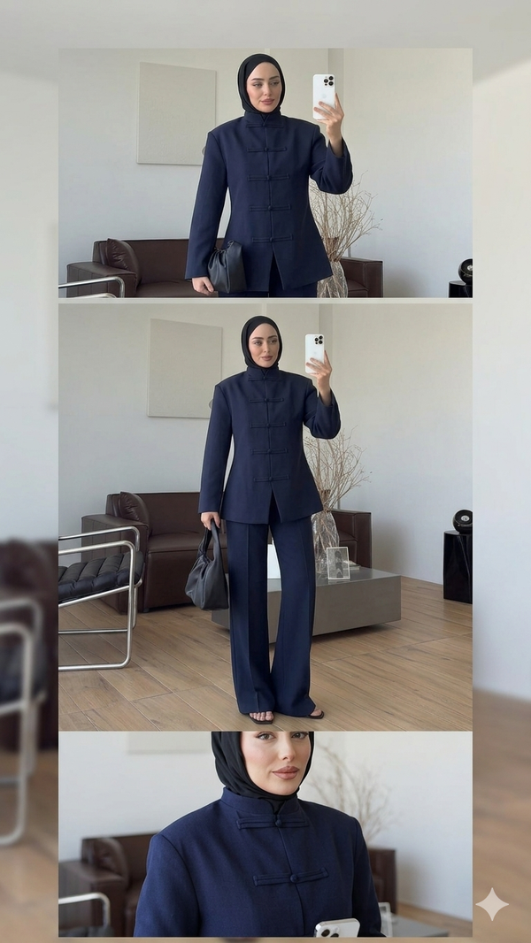 طقم القصة الصينية - كحلي