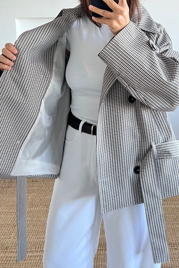 Checked Short Trenchcoat