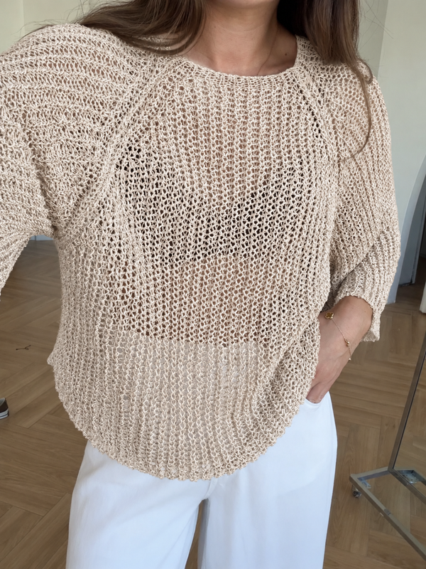 Metallic Open-Knit Sweater