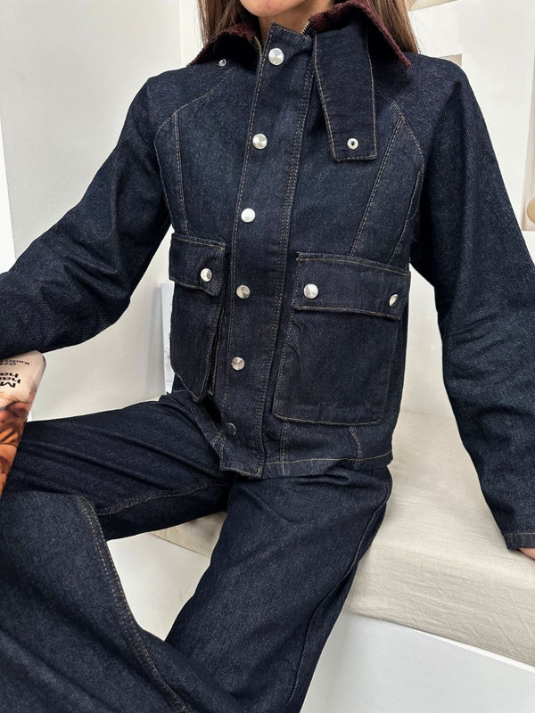 Denim Jeans طقم جينز قبة بني