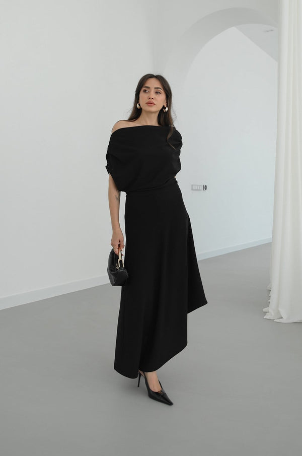 فستان كلاسيكي انيق off shoulder