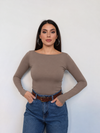 Boat Neck Long Sleeve Top