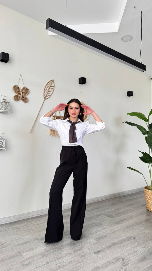 بنطلون قماش عريض