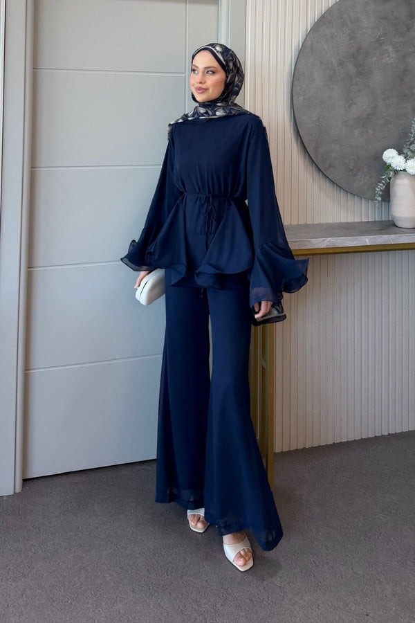 Zeena chiffon set كحلي