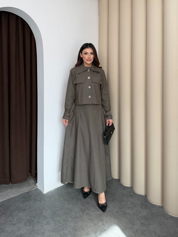 طقم فستان جينز مع جكيت