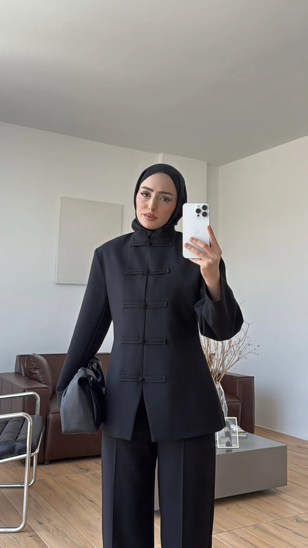 طقم القصة الصينية - اسود ⚫️