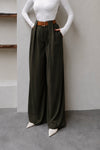 بنطلون زيتي Classic Pleated Elegance