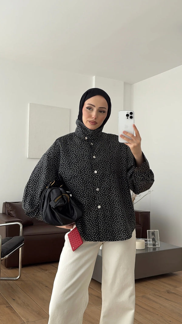 قميص اسود  Snap Polka Dot كاجول