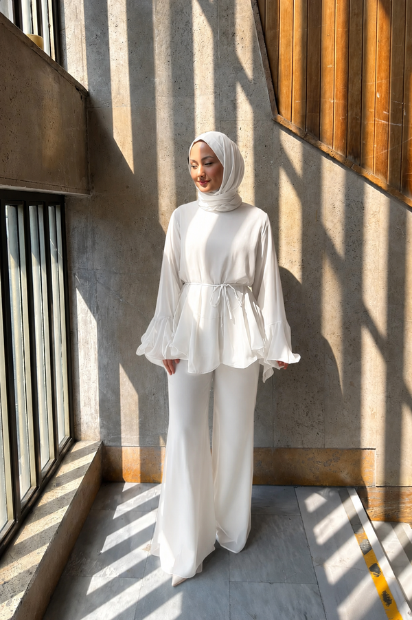 Zeena chiffon set ابيض