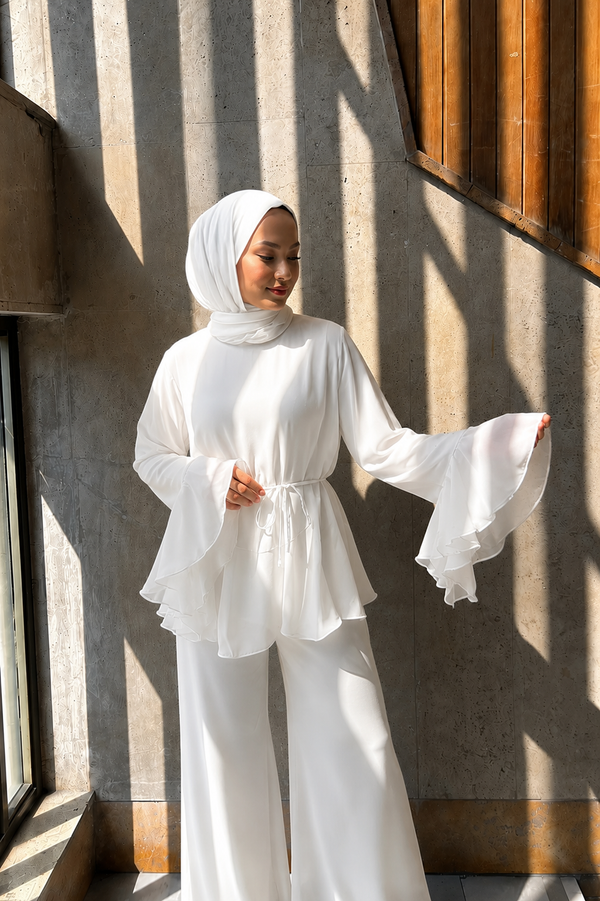Zeena chiffon set ابيض
