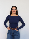 Boat Neck Long Sleeve Top
