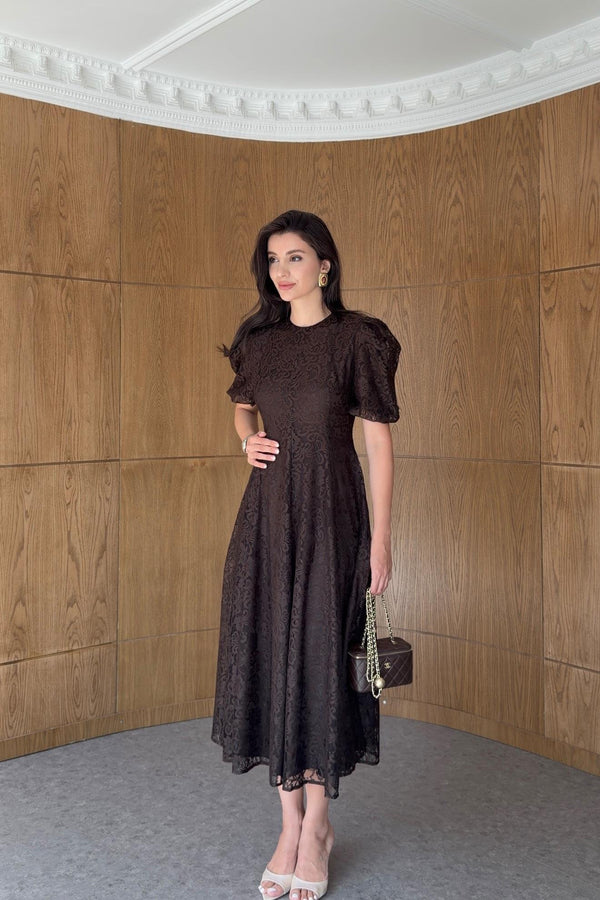 Balon Sleeve Dantel Dress