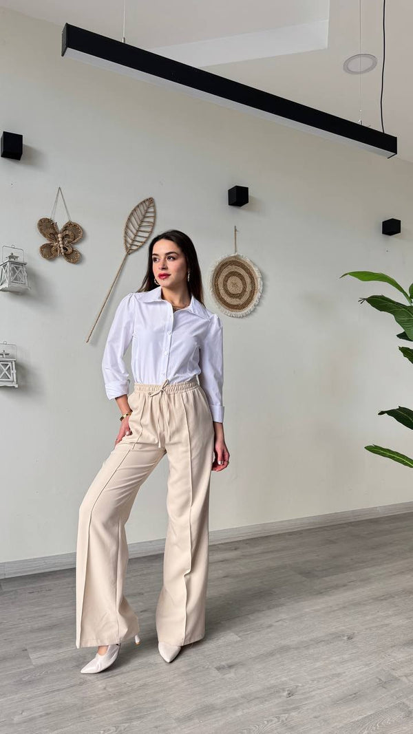 بنطلون قماش عريض