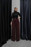 بنطلون برغندي Classic Pleated Elegance