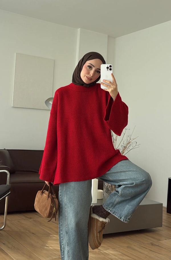 Oversized Ribbed Knit Sweater