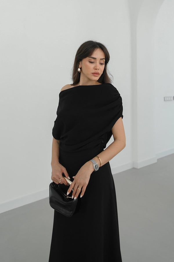 فستان كلاسيكي انيق off shoulder