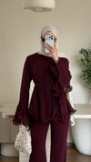 Zeena chiffon set برغندي