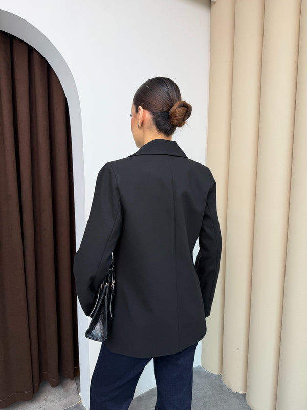 جكيت رسمي مخصر زر - اسود