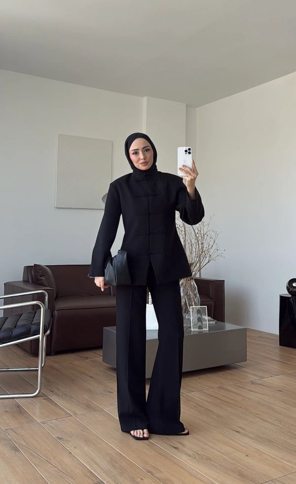 طقم القصة الصينية - اسود ⚫️