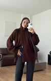 Oversized Zip-Up Knit Cardigan