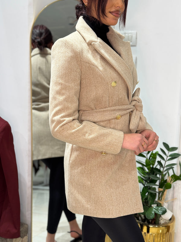 جكيت جوخ ربط ازرار ذهبية بيج غامق
