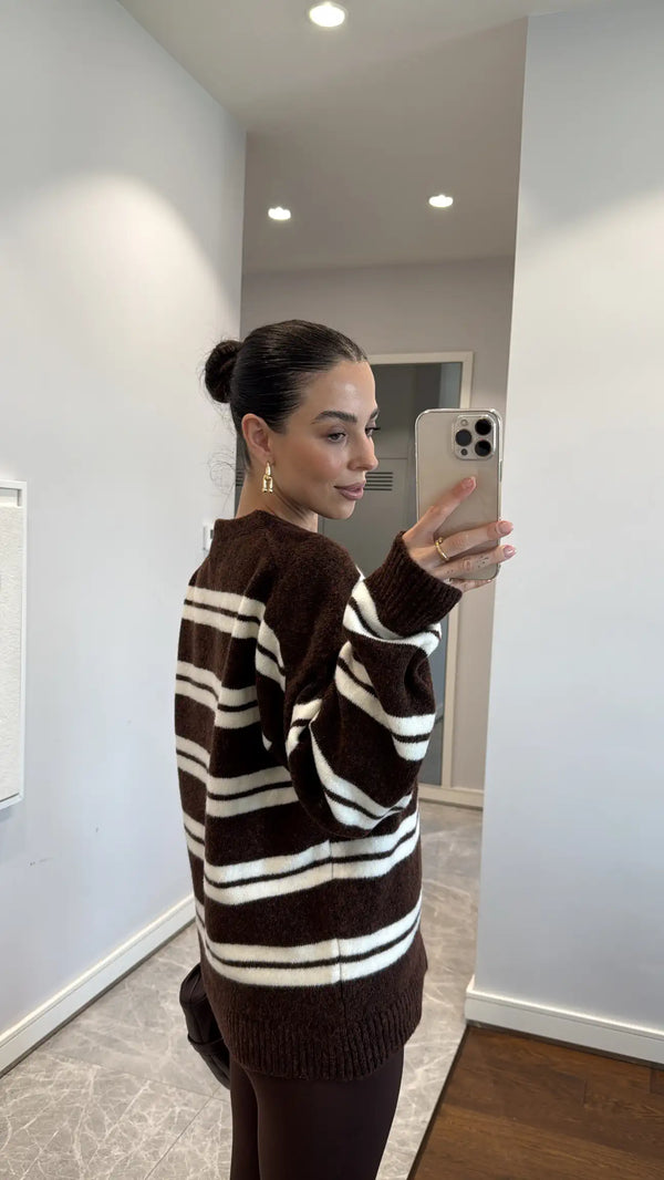 بلوز صوف مخطط ناعم