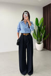 بنطلون كحلي Classic Pleated Elegance