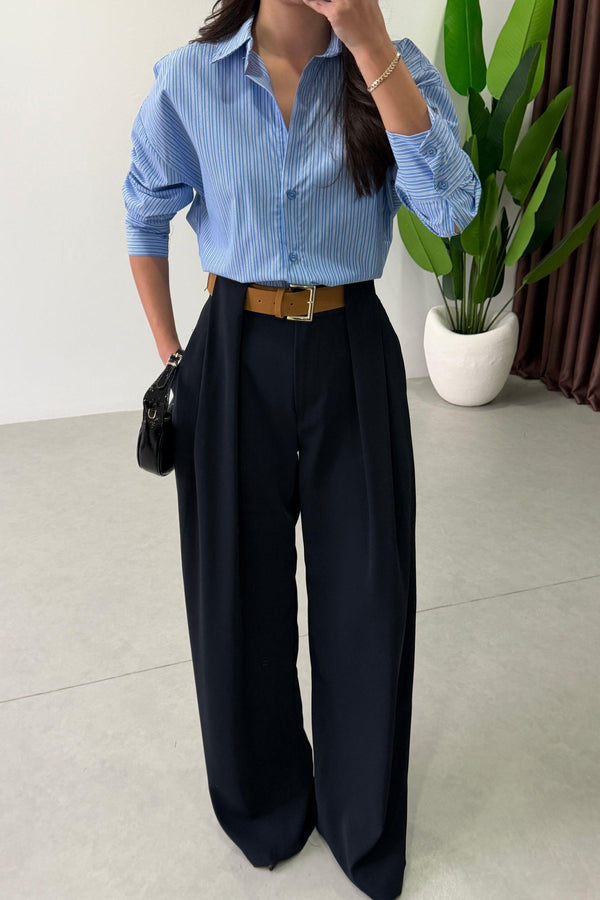 بنطلون كحلي Classic Pleated Elegance