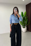 بنطلون كحلي Classic Pleated Elegance