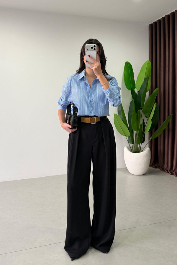 بنطلون اسود Classic Pleated Elegance