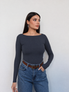 Boat Neck Long Sleeve Top