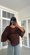 Metallic Open-Knit Sweater