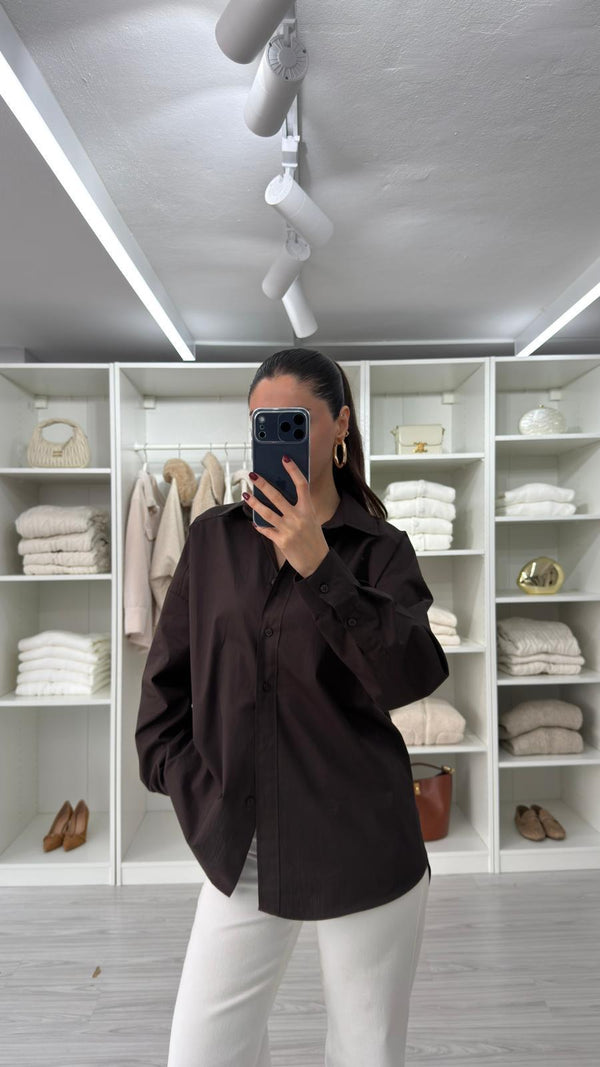 قميص ون سايز بني