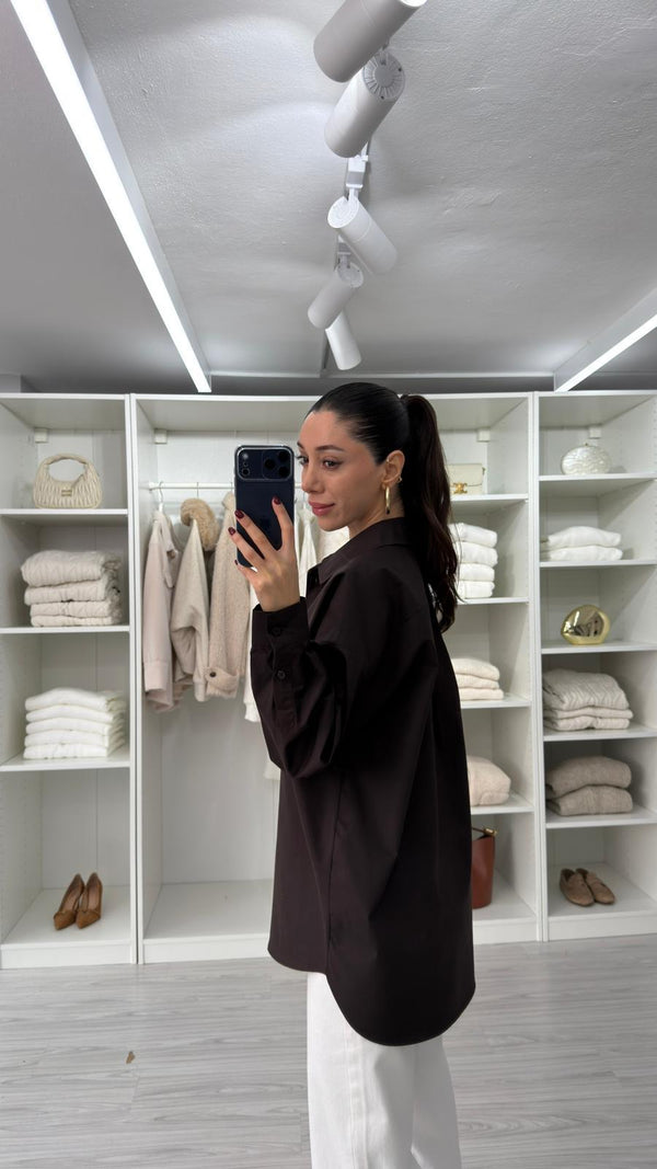 قميص ون سايز بني