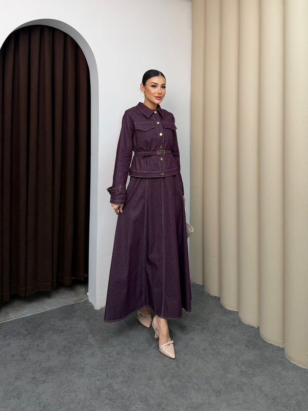 طقم فستان جينز مع جكيت