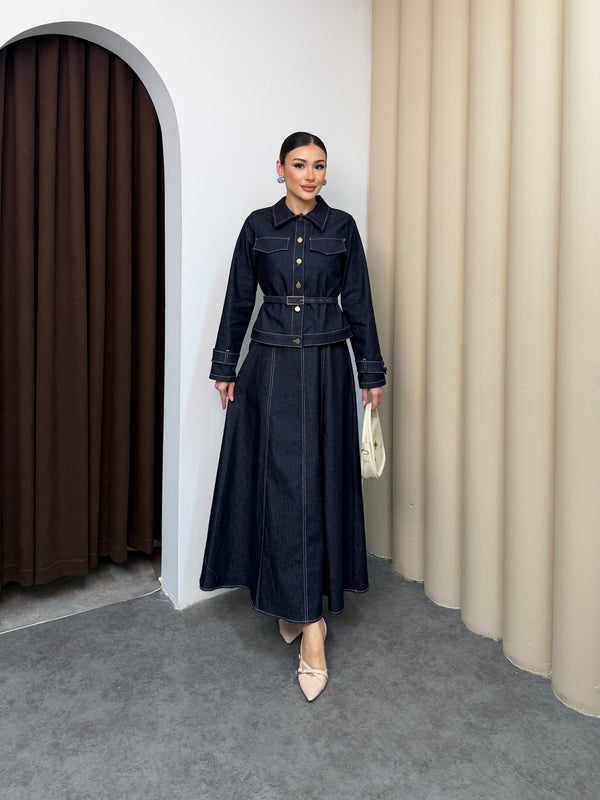 فستان جينز مع جكيت