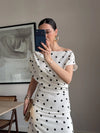 فستان كلاسيكي انيق off shoulder