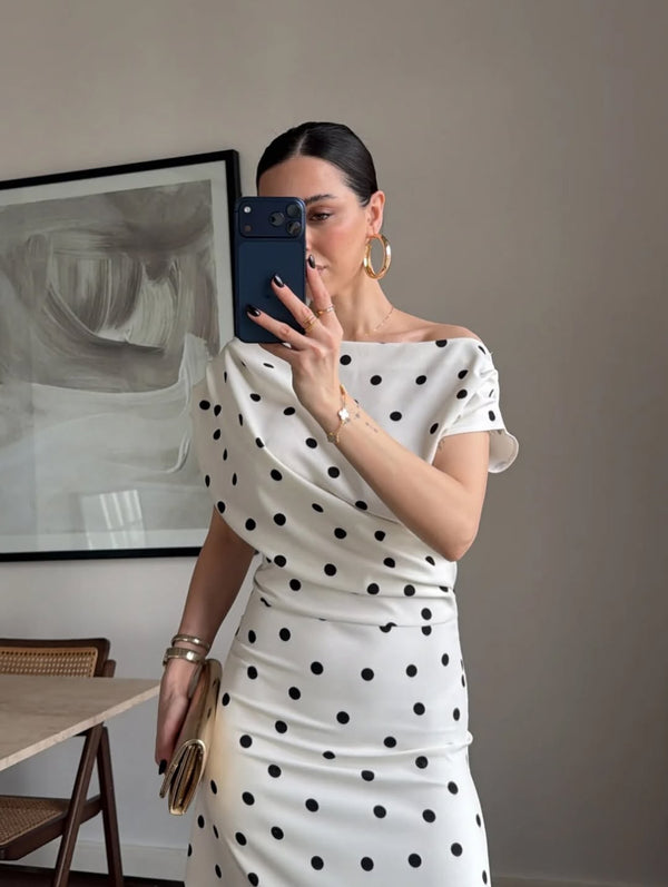 فستان كلاسيكي انيق off shoulder