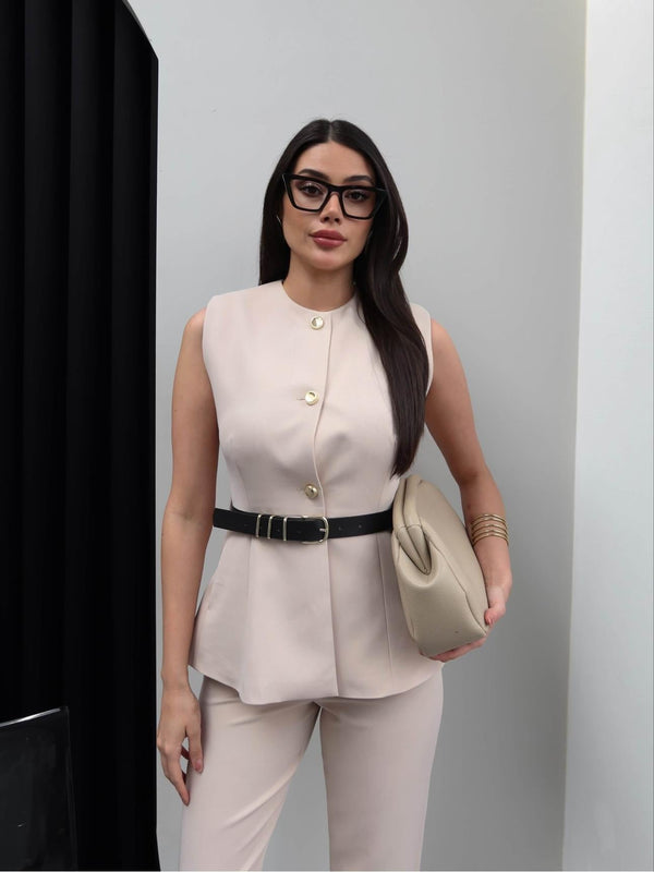 طقم vest انيق مع حزام