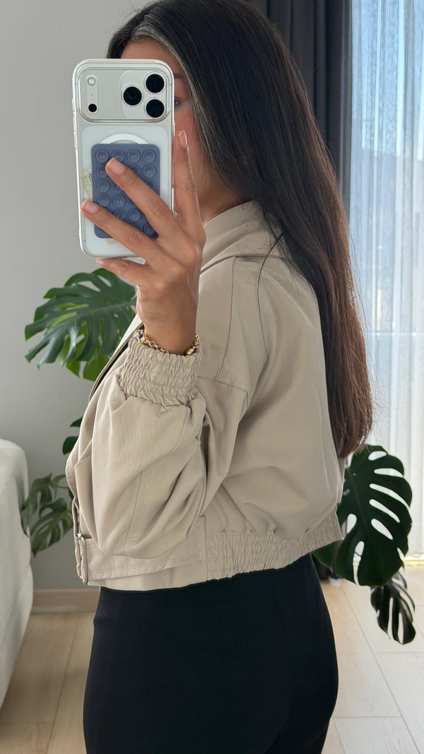 BELT DETAILED CROP JACKET