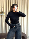 Ruched Zip-Up Long Sleeve Top