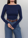 Boat Neck Long Sleeve Top