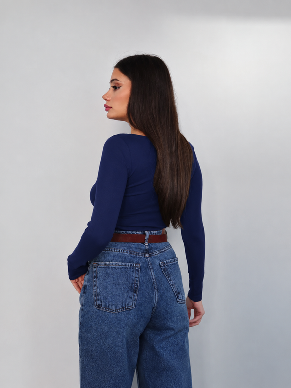 Boat Neck Long Sleeve Top